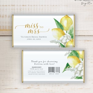 Lemon Bridal Shower Chocolate Bar Wrapper Template (Digital Download) L1