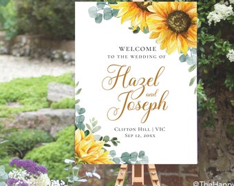 Sunflower Wedding Welcome Sign Template (Digital Download) SU1