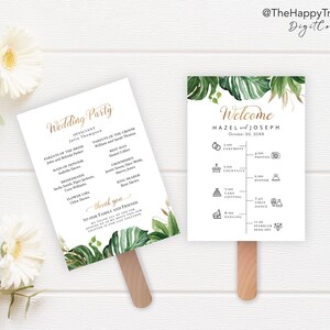 Tropical Wedding Program Fan: Gold & Greenery (Digital Download) TG1