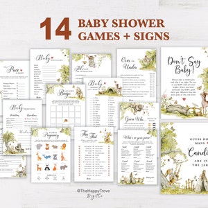 Zestaw gier na baby shower w lesie: motyw leśnych przyjaciół (szablon do druku) VEDIA