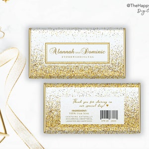 Gold Glitzer Schokoladentafel Wrapper: Brautparty Geschenk (Digitaler Download) GL1