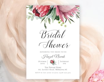 Protea Bridal Shower Invitation: Editable Template (Digital Download) P1