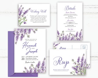 Lavender Printable Wedding Invitation Set, editable instant download, digital download, template PU1