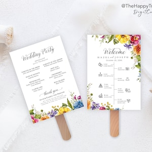 Maximalist Bunt Blumen Hochzeitsprogramm Fächer Vorlage: Bunt Garten Gestaltung (Digitaler Download) ELINA