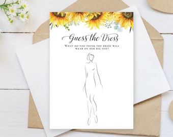 Sunflower Bridal Shower Game, Guess The Dress, editable download, digital, template, electronic, printable SU1