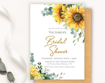Sunflower Bridal Shower Invitation, hens party, editable instant download, digital download, template, electronic invite SU1