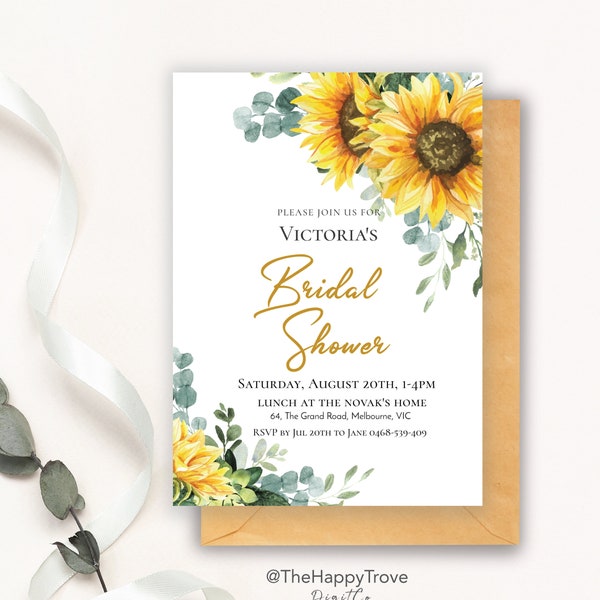 Sunflower Bridal Shower Invitation, hens party, editable instant download, digital download, template, electronic invite SU1