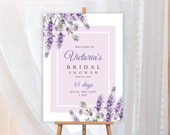 Lavender Bridal Shower Poster, editable digital instant download,  template A1 A2 24"x36" 18"x24", wedding, bridal shower PU1