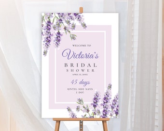 Lavender Bridal Shower Poster, editable digital instant download,  template A1 A2 24&quot;x36&quot; 18&quot;x24&quot;, wedding, bridal shower PU1