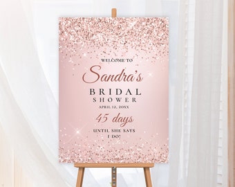 ROSA Rose Gold Glitter Bridal Shower Poster, editable digital instant download,  template A1 A2 24"x36" 18"x24", wedding, bridal shower