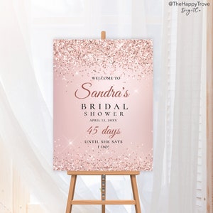 ROSA Rose Gold Glitzer Braut Shower Poster, editierbarer digitaler Sofort-Download, Vorlage A1 A2 24"x36" 18"x24", Hochzeit, Brautparty