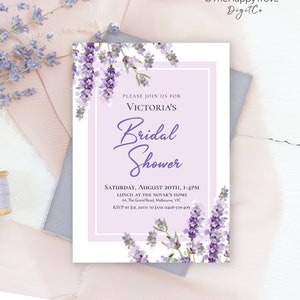 Lavender Bridal Shower Invitation, lilac, purple, hen party, editable instant download, digital download, template, electronic invite PU1