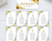 Sunflower Wedding Seating Chart Template (Digital Download)  SU1
