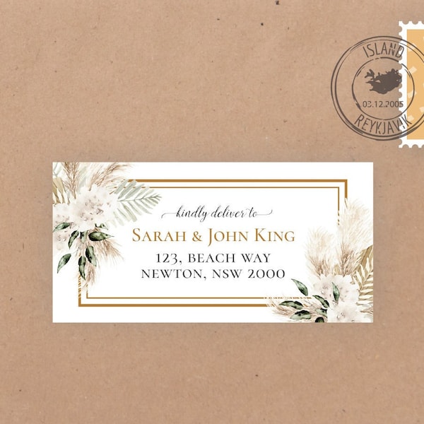 AURORA Boho address label, editable digital instant download, template, wedding