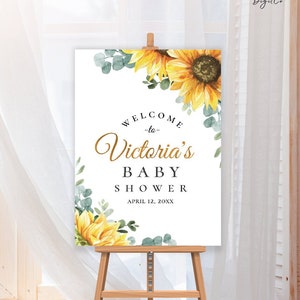 Sunflower Baby Shower Poster, editable digital instant download,  template A1 A2 24"x36" 18"x24", wedding, baby shower SU1 SU2