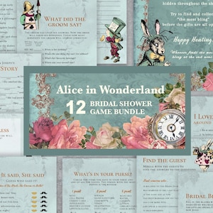 ALICE in Wonderland Whimsical themed Bridal Shower Game Bundle, Set, instant download, digital download, template