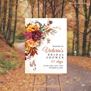 AMBER Fall in Love Bridal Shower Poster, editable digital instant download,  template A1 A2 24"x36" 18"x24", wedding, bridal shower