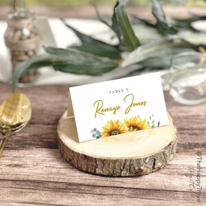 Sunflower Wedding Place Cards: Editable Tent & Flat Template (Digital Download) SU1
