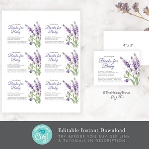 Lavender Themed Baby Shower Invitation, Baby Shower Bundle, Editable ...