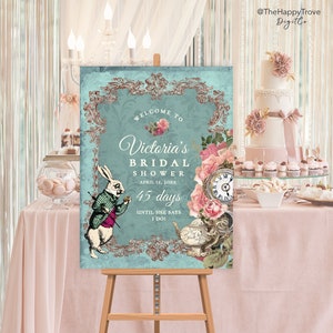 ALICE in Wonderland Whimsical themed Bridal Shower Poster, digital instant download,  template A1 A2 24&quot;x36&quot; 18&quot;x24&quot;, wedding, bridal shower