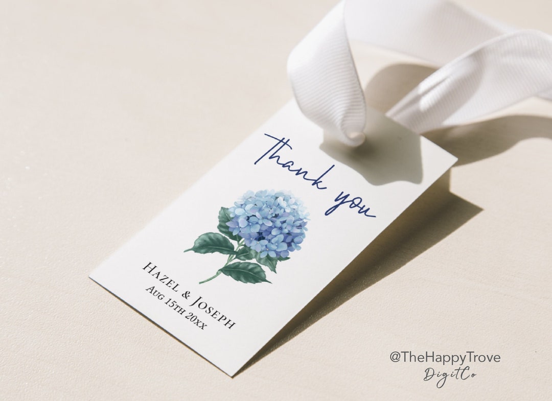 Buy SINI Blue Hydrangea Thank You Tag, 2 X 3.5, Editable Instant ...