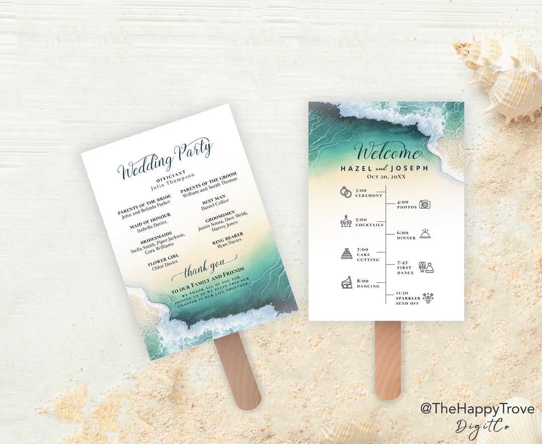 GENY Beach Themed Program Fan Order of Events Waves Sea - Etsy