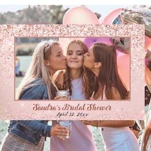 ROSA Photo Prop Frame, Rose Gold Glitter, Photo Booth Frame, descarga instantánea digital editable, 36 x 24", boda, despedida de soltera
