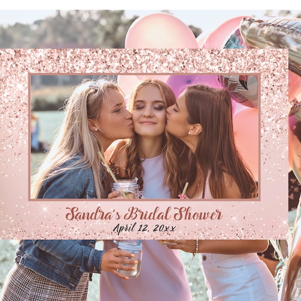 ROSA Photo Prop Rahmen, Rose Gold Glitter, Photo Booth Rahmen, bearbeitbarer digitaler sofortiger Download, 36 x 24", Hochzeit, Brautparty