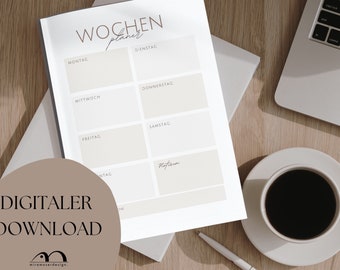 Minimalistischer Wochenplaner • Tagesplaner • boho • neutral • To Do Liste