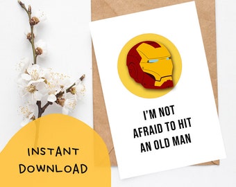 Printable Funny Iron Man Birthday Card | Instant Download