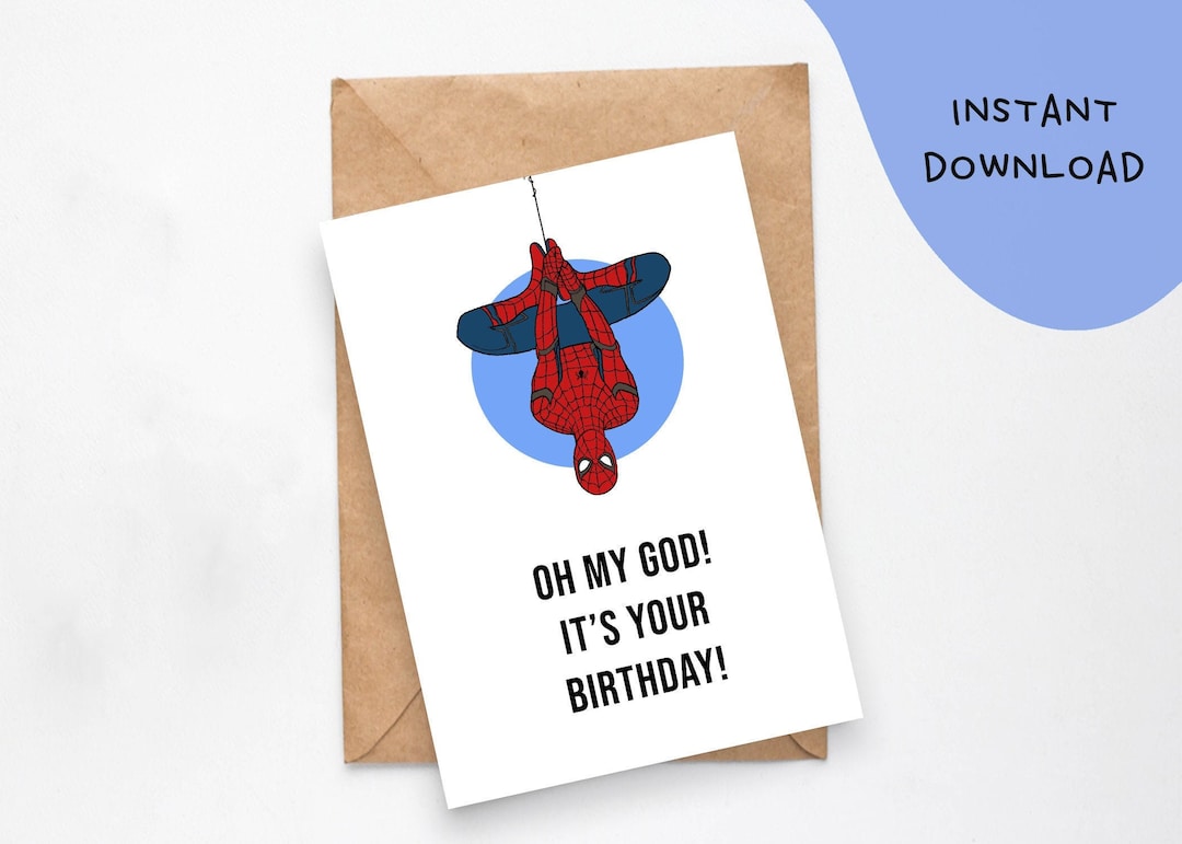 Printable Spiderman Birthday Card | Instant Download - Etsy