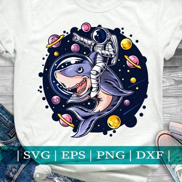 Astronaut on a shark in space  SVG |  Instant download | T-shirt Sublimation Digital File Download