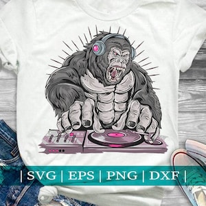 Gorilla DJ SVG, Gorilla  SVG |  Instant download | T-shirt Sublimation Digital File Download