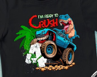 T-Rex Monster Truck 4. urodziny PNG | Koszulka sublimacyjna (pobranie cyfrowe)