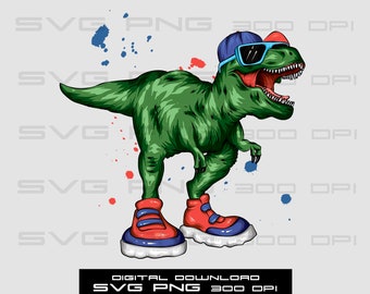 Cool Dinosaur SVG PNG | Cartoon reptile | Instant download | T-shirt Sublimation Digital File Download