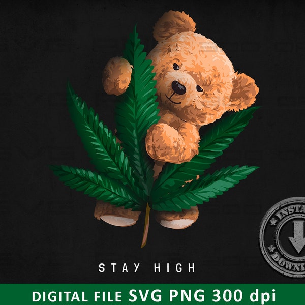 Feuille d’ours et de chanvre SVG PNG | Impression DTG | Téléchargement instantané | T-shirt Sublimation Digital File Télécharger
