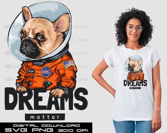 Black dog in astronaut svg png  | DTG Printing | Instant download | T-shirt Sublimation Digital File Download