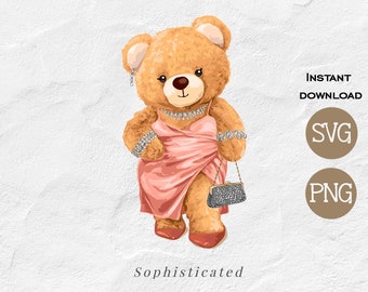 Cute bear doll SVG PNG | DTG Printing | Instant download | T-shirt Sublimation Digital File Download