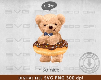 Cute teddy bear  SVG PNG | DTG Printing | Instant download | T-shirt Sublimation Digital File Download