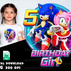 Sonic Birthday Girl 5th  PNG | Birthday Design | Digital download PNG  | High Quality PNG