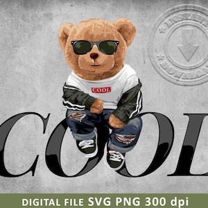 Cool bear SVG PNG | DTG Printing | Instant download | T-shirt Sublimation Digital File Download