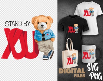 Cool björn SVG PNG | DTG-utskrift | Direkt nedladdning | Nedladdning av digital fil för sublimering av t-shirt