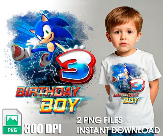 Sonic 3rd Birthday Boy PNG | T-Shirt Design (Digital Download)