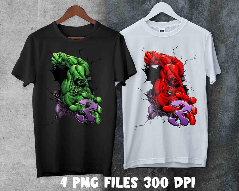 Hulk 3rd Birthday Boy T-Shirt PNG: Iron On Transfer (Digital Download) image 3