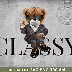 Cool bear SVG PNG | DTG Printing | Instant download | T-shirt Sublimation Digital File Download