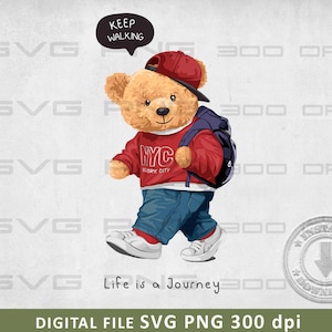 Bear going to school SVG PNG | DTG Printing | Instant download | T-shirt Sublimation Digital File Download