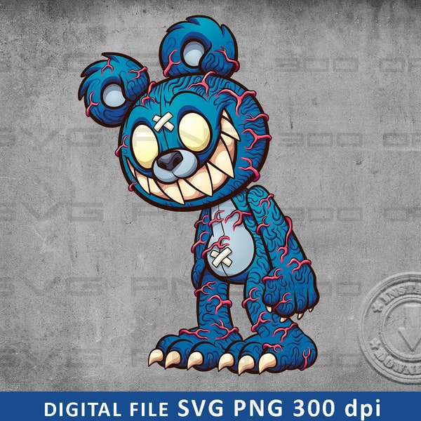 zombie bear SVG PNG | DTG Printing | Instant download | T-shirt Sublimation Digital File Download