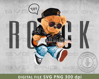 Cool björn SVG PNG | DTG-utskrift | Direkt nedladdning | Nedladdning av digital fil för sublimering av t-shirt