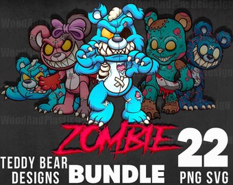 Teddy Bear Zombie and gangster  22 images SVG PNG  | DTG Printing | Instant download | T-shirt Sublimation Digital File Download