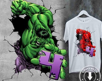 Hulk 4th Birthday Boy T-Shirt PNG (Digital Download)